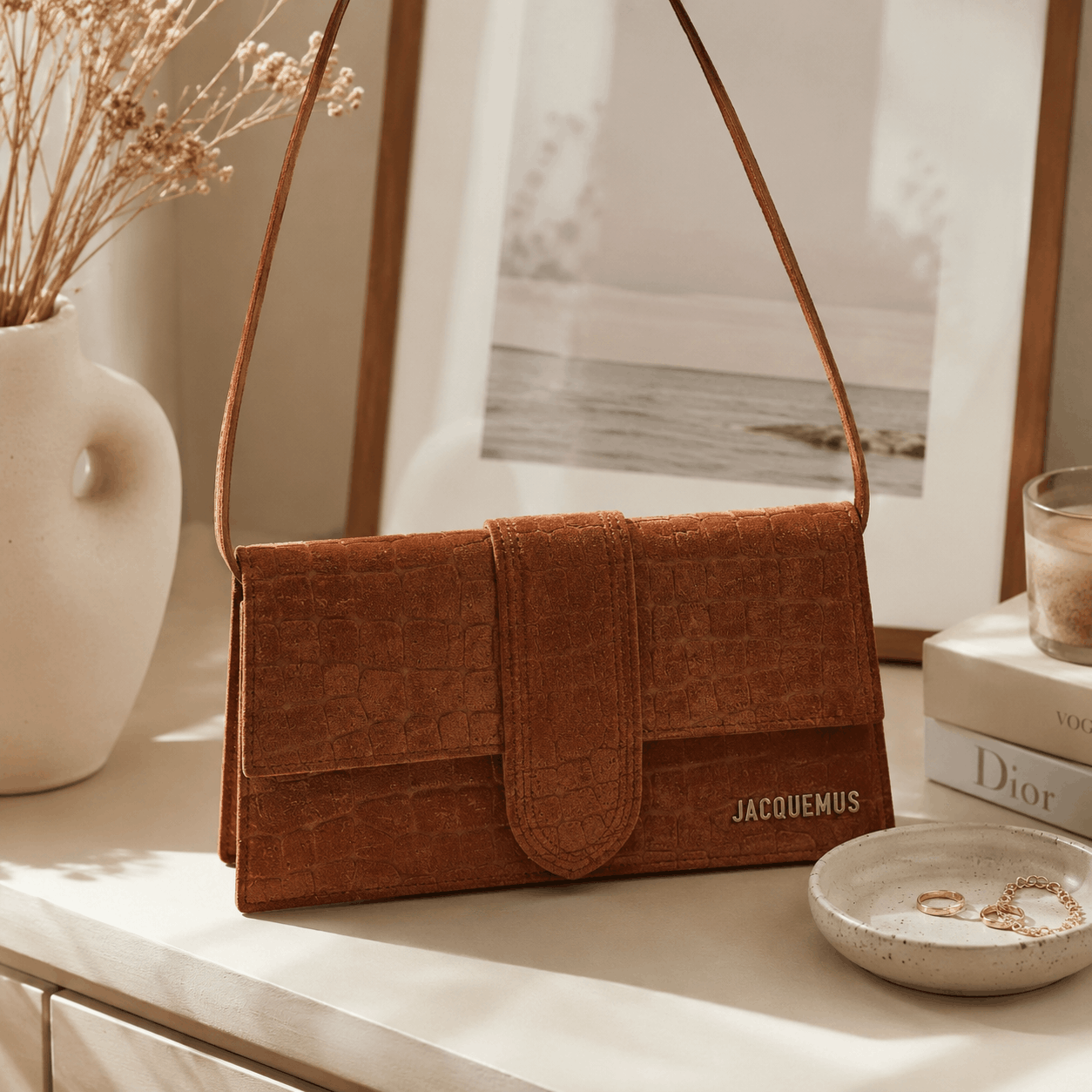 Elegant Croc-Embossed Shoulder Bag
