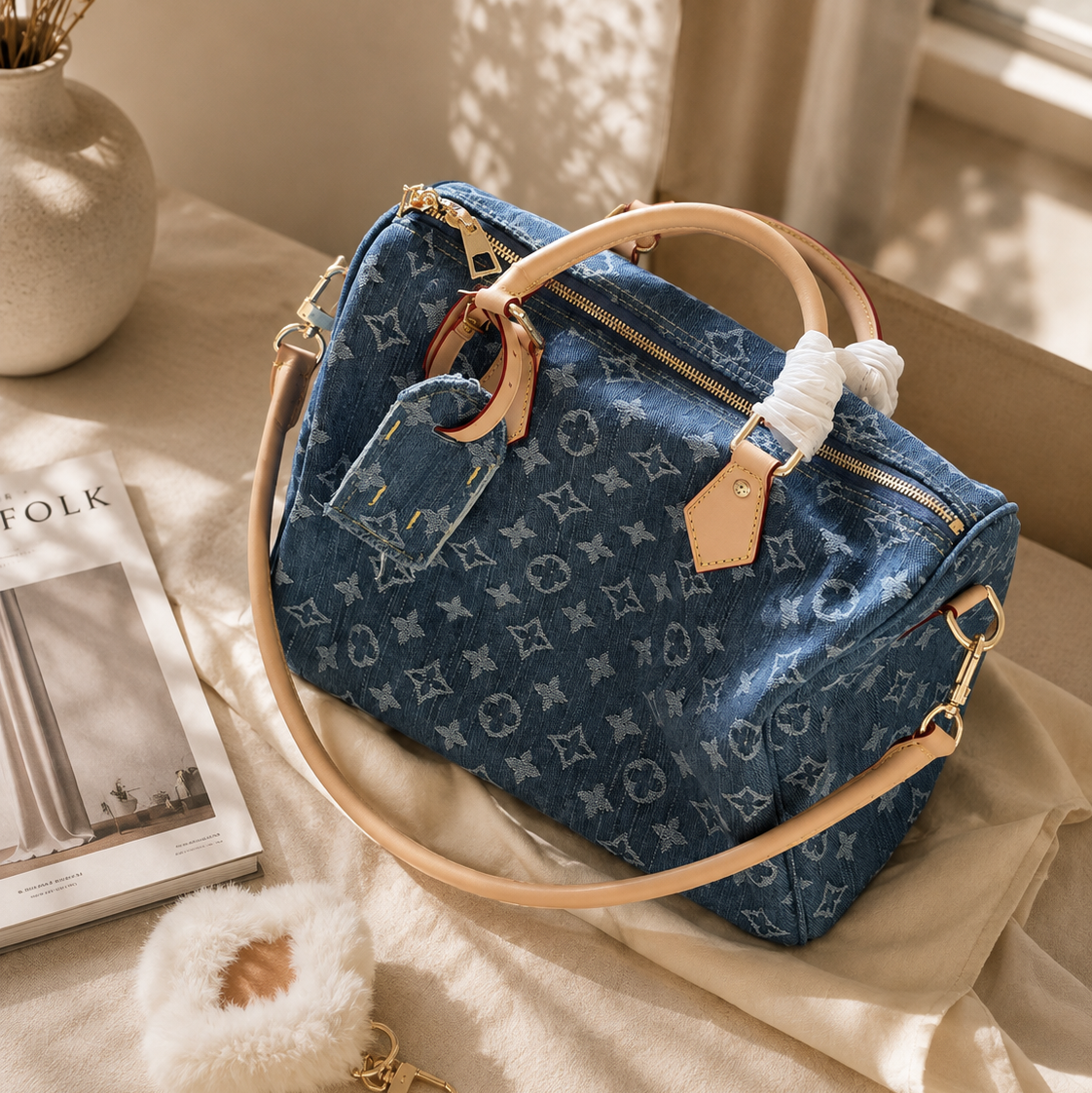 Vintage Denim Monogram Travel Bag