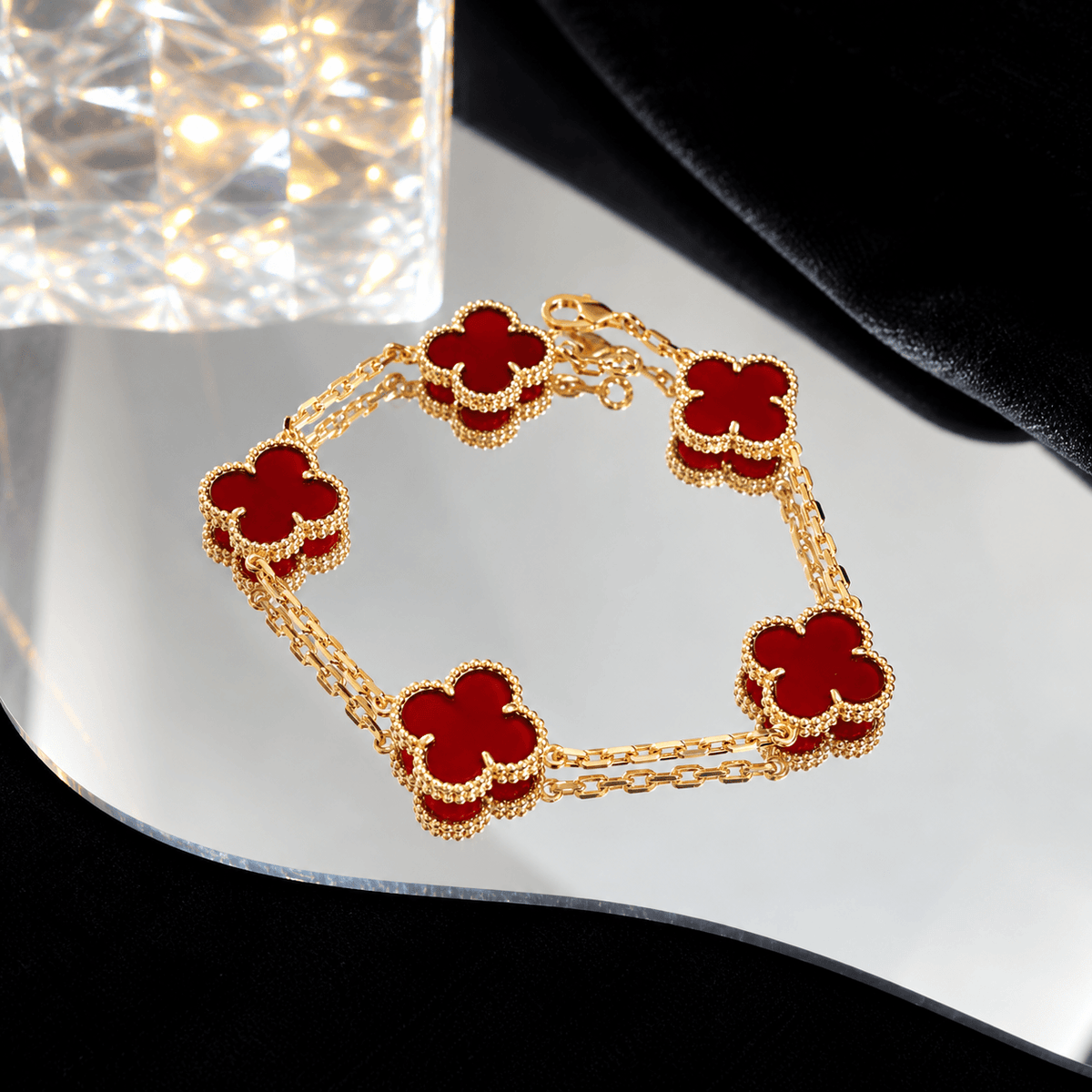 Crimson Clover Double Chain Bracelet