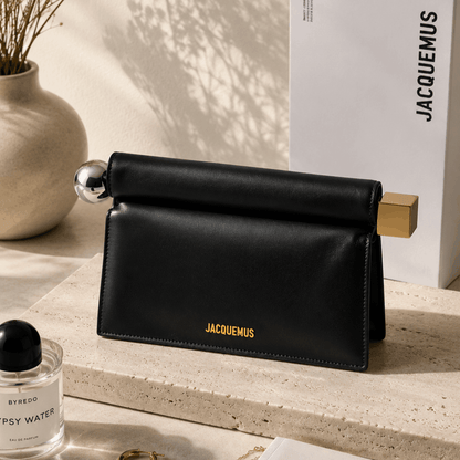 Black Leather Evening Clutch