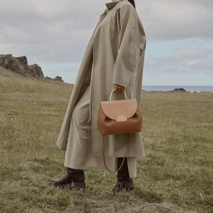 Tan Leather Top Handle Handbag