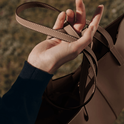 Taupe Leather Tote Bag