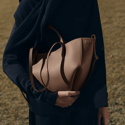 Taupe Leather Tote Bag