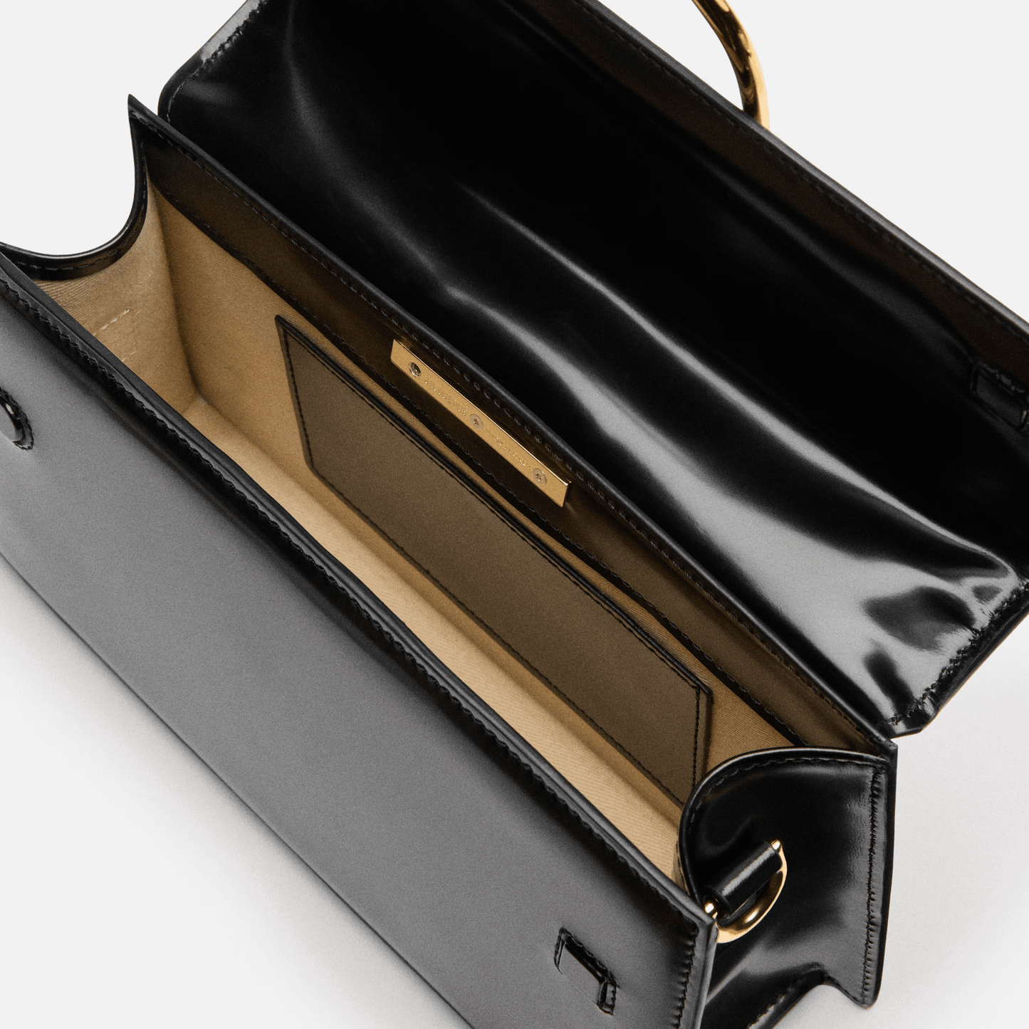 Elegant Black Leather Top Handle Bag