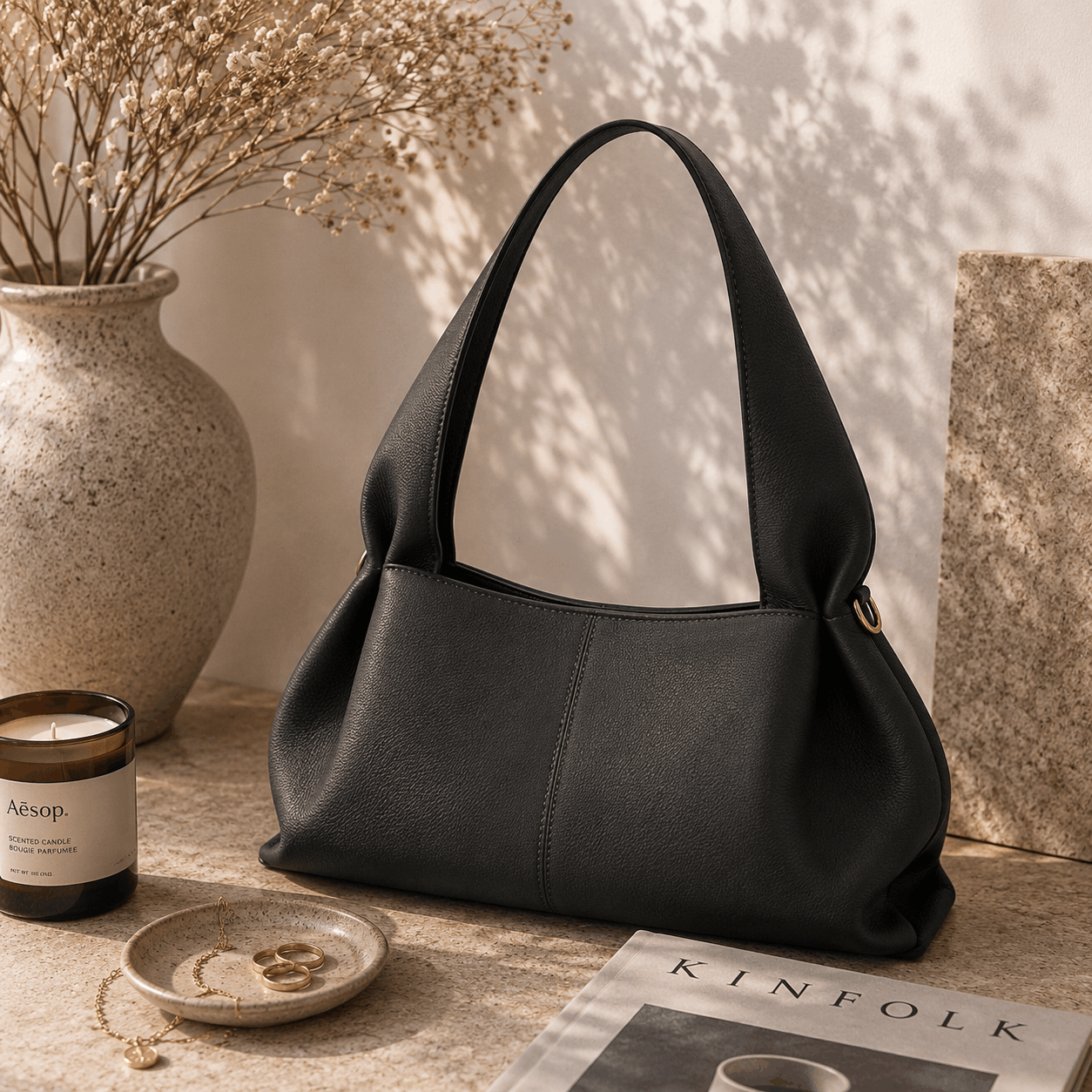 Minimalist Black Shoulder Bag