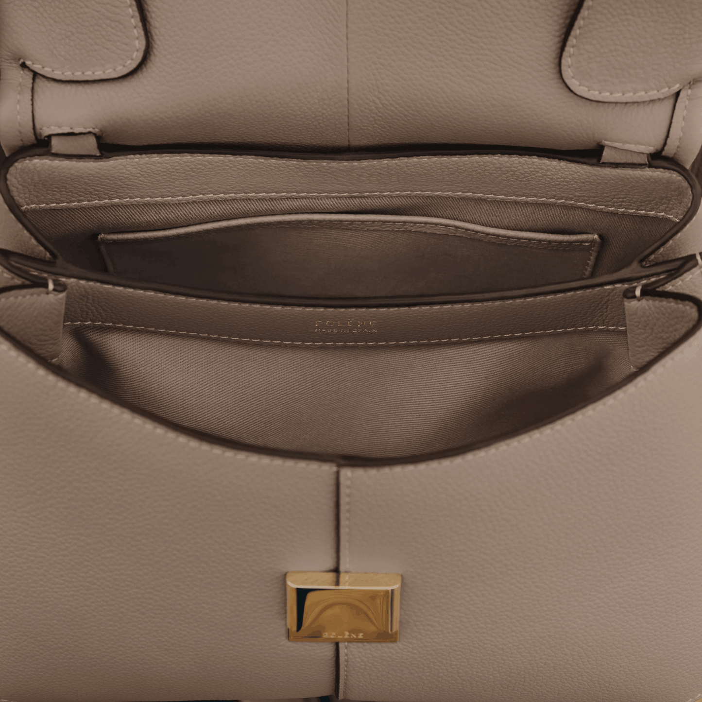 Taupe Leather Top Handle Bag