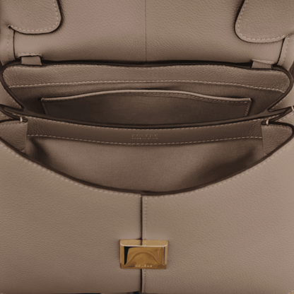 Taupe Leather Top Handle Bag