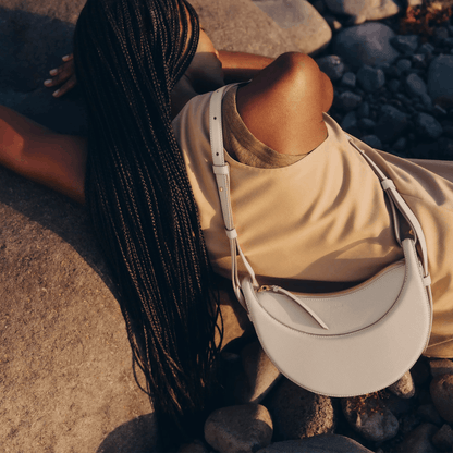 Ivory Crescent Leather Shoulder Bag