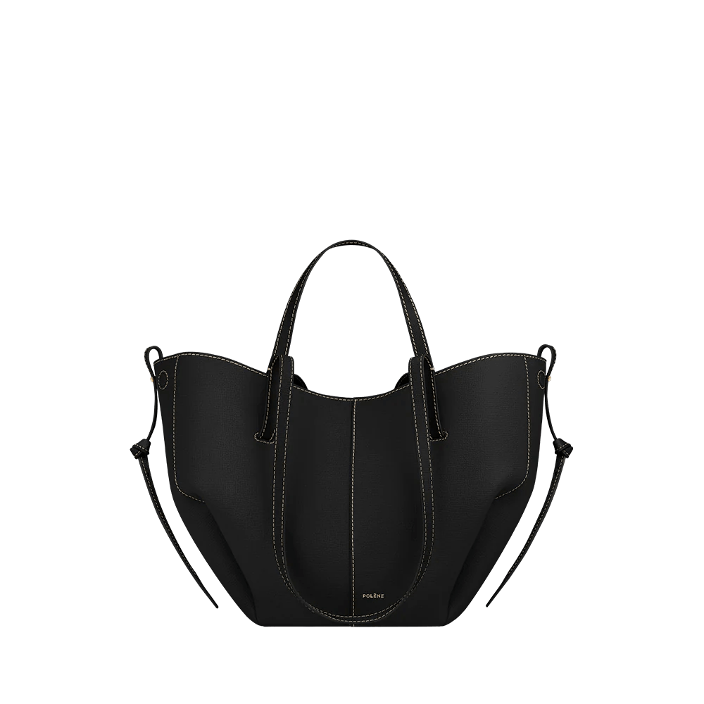 Black Minimalist Leather Tote