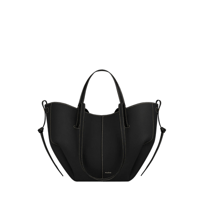 Black Minimalist Leather Tote