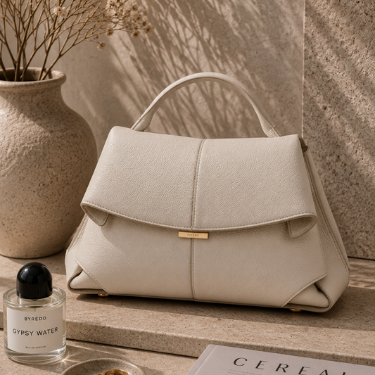 Elegant Ivory Leather Handbag