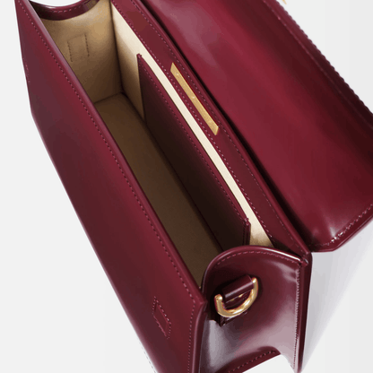 Burgundy Leather Top Handle Bag