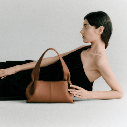 Minimalist Brown Leather Shoulder Bag