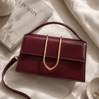 Burgundy Leather Top Handle Bag