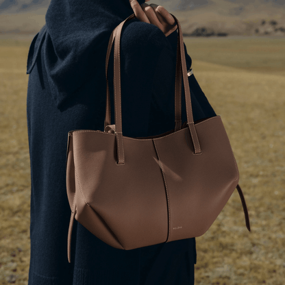 Taupe Leather Tote Bag
