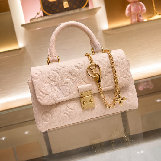 Blush Embossed Top Handle Bag