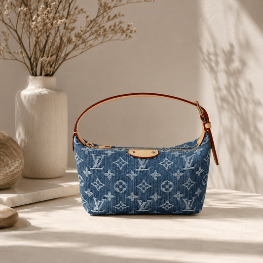 Denim Crescent Bag