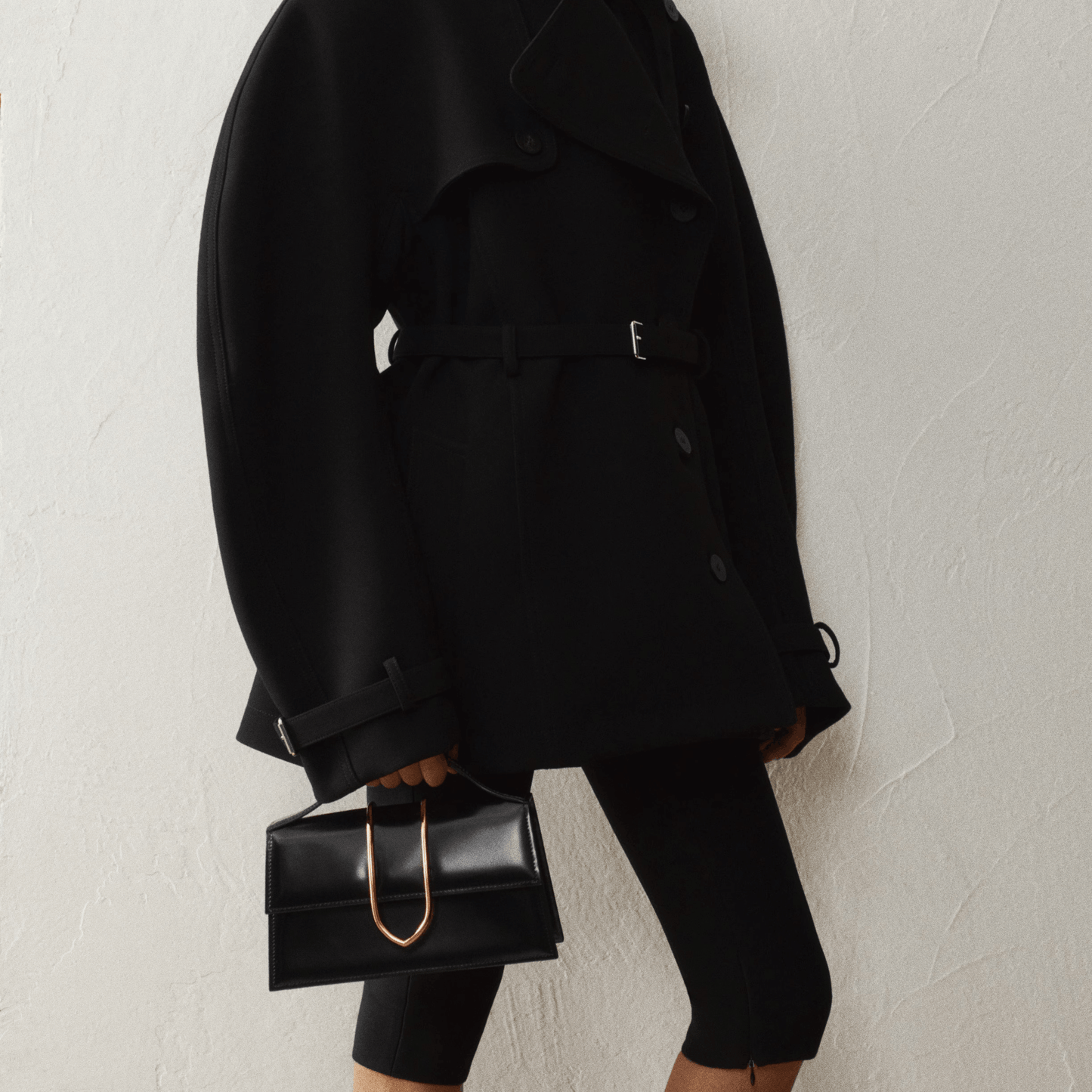 Elegant Black Leather Top Handle Bag