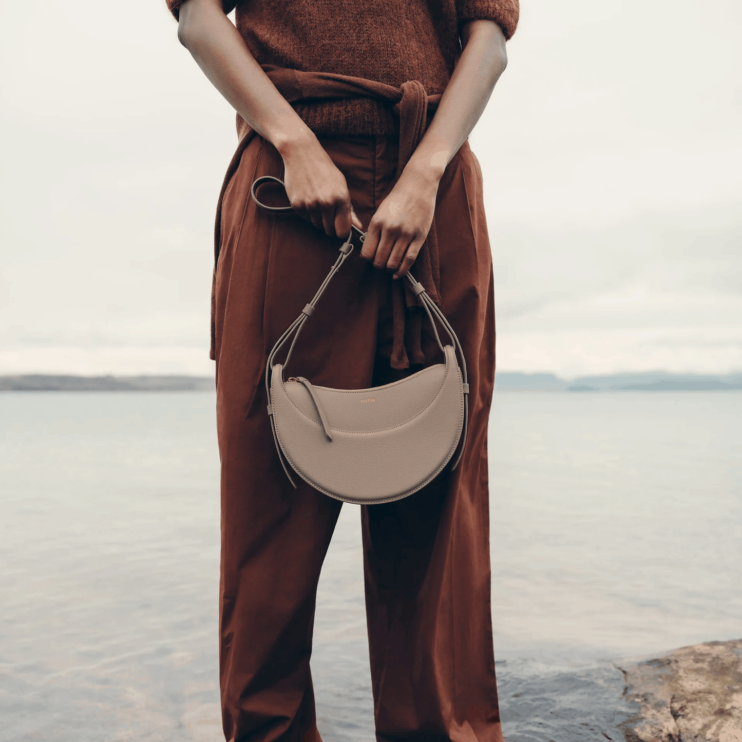 Elegant Leather Crescent Hobo Bag