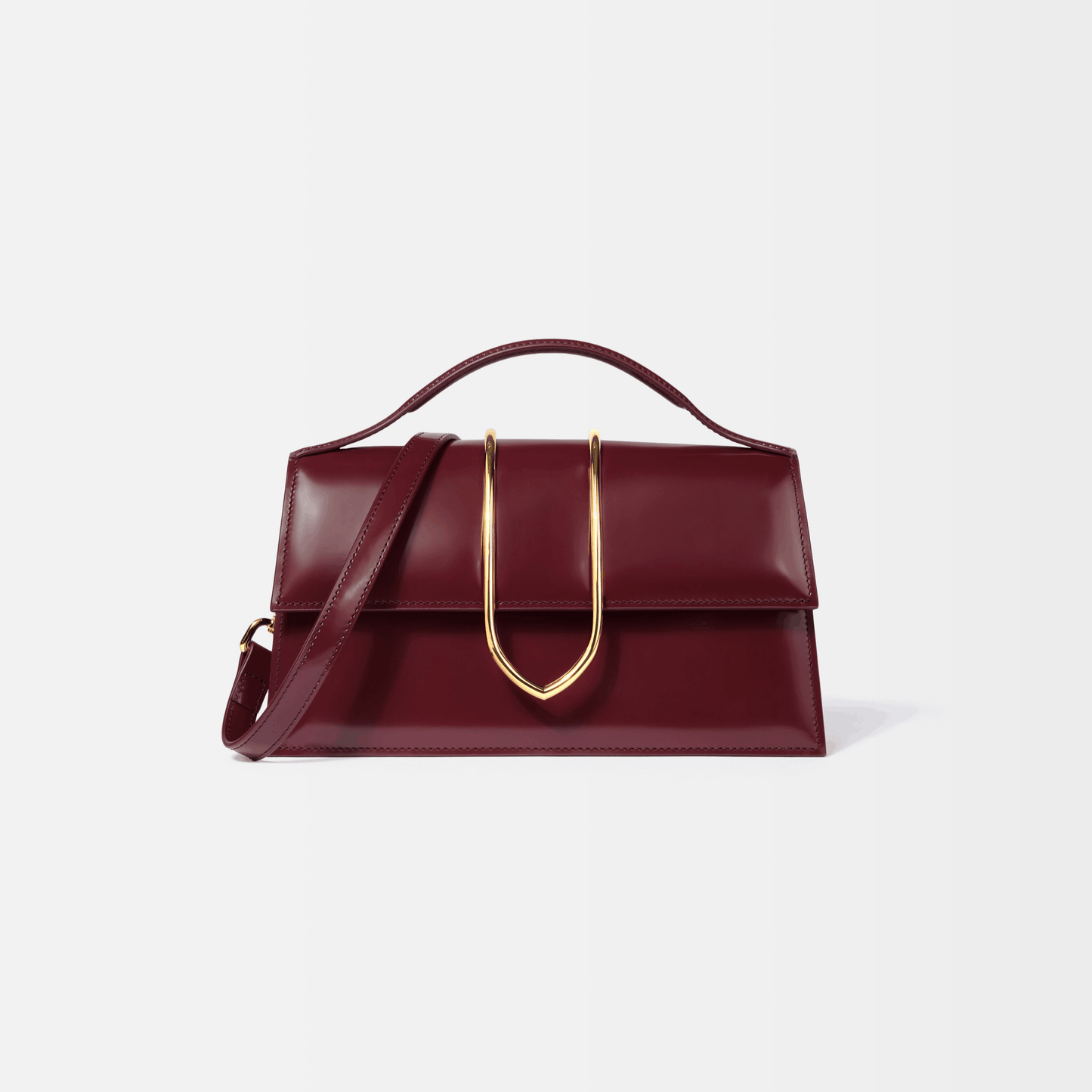 Burgundy Leather Top Handle Bag