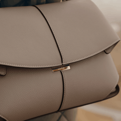 Taupe Leather Top Handle Bag