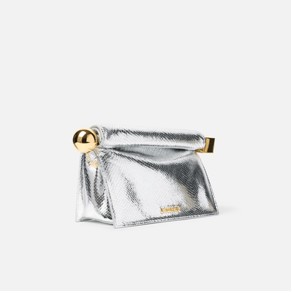 Silver Metallic Clutch Bag
