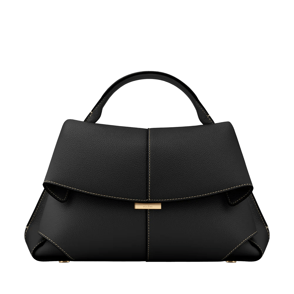 Black Leather Top Handle Bag