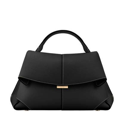 Black Leather Top Handle Bag