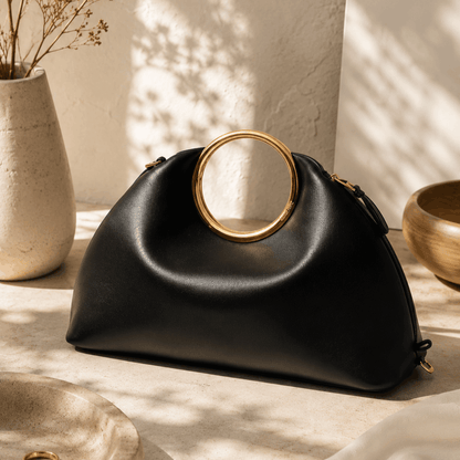 Black Ring Handle Handbag