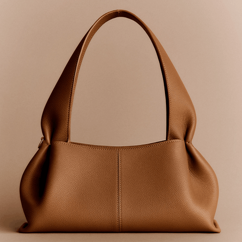 Minimalist Brown Leather Shoulder Bag