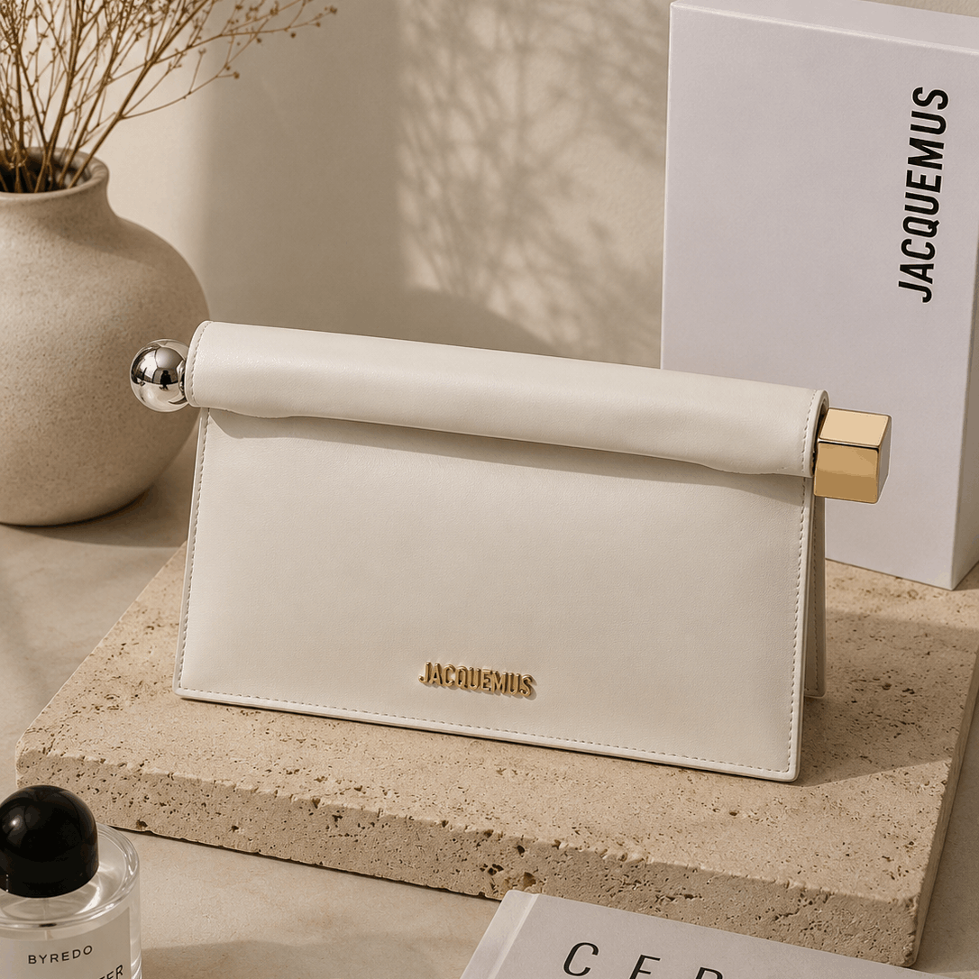 White Leather Clutch Bag
