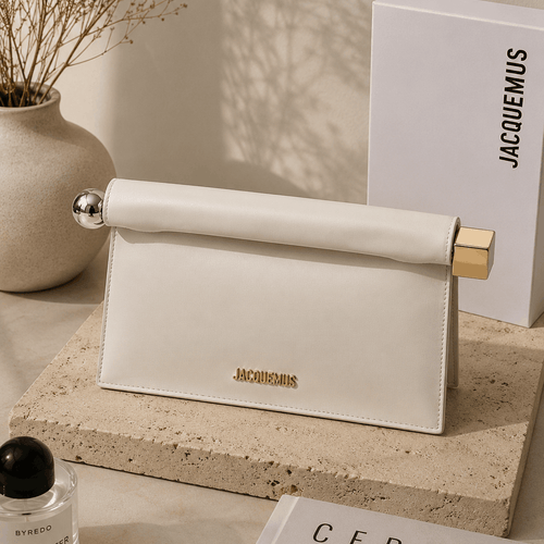 White Leather Clutch Bag