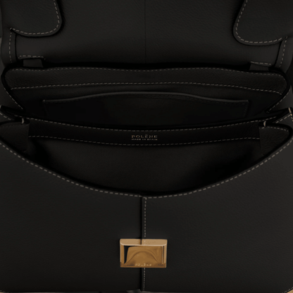Black Leather Top Handle Bag