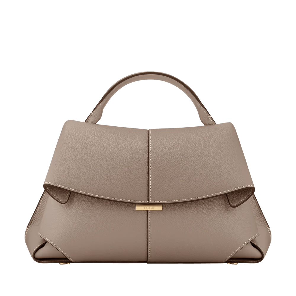 Taupe Leather Top Handle Bag