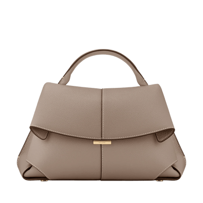Taupe Leather Top Handle Bag