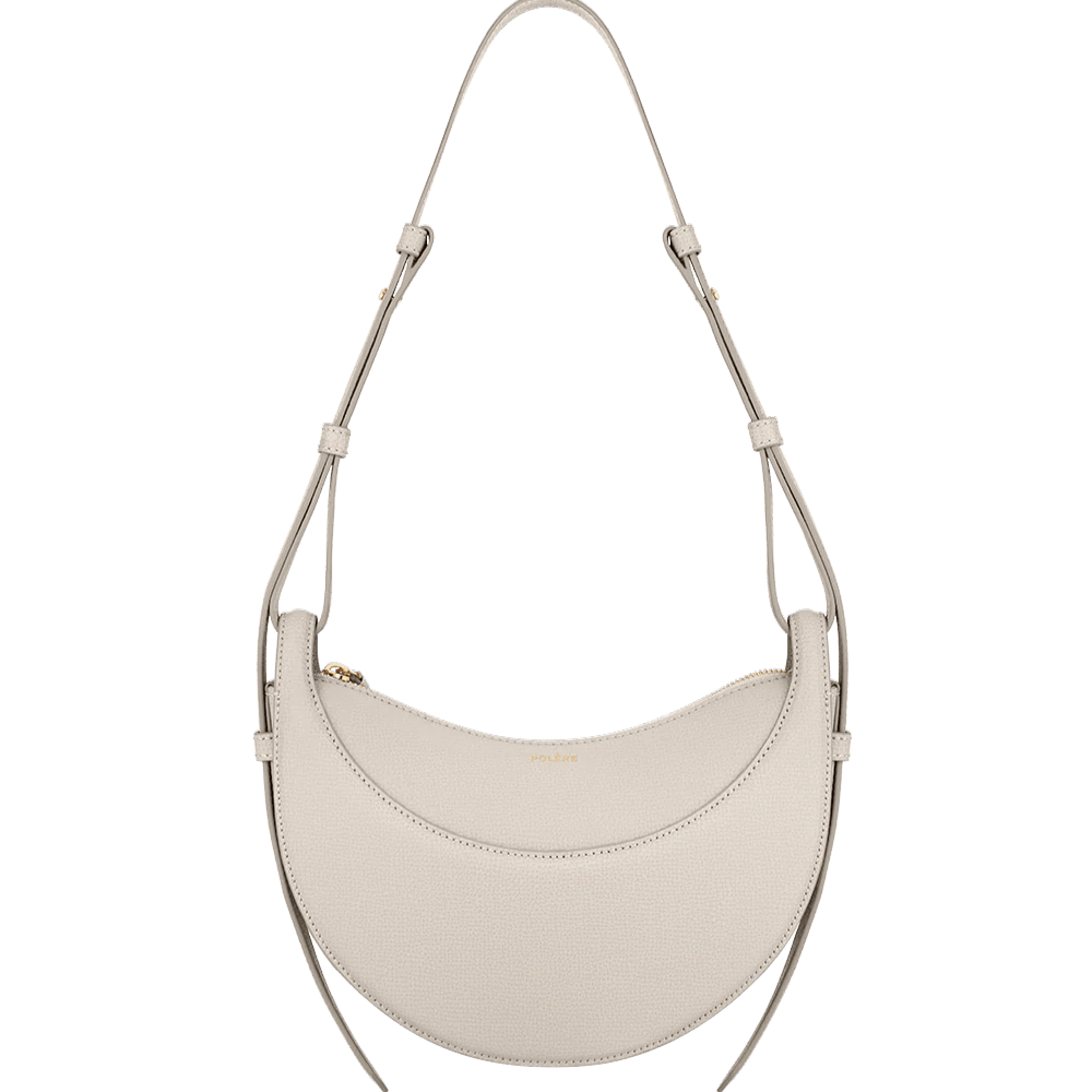 Ivory Crescent Leather Shoulder Bag