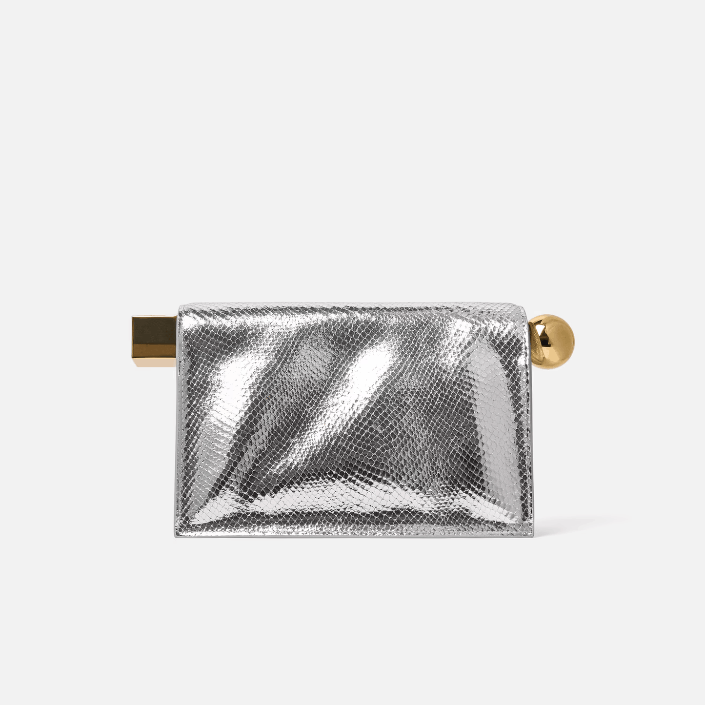 Silver Metallic Clutch Bag