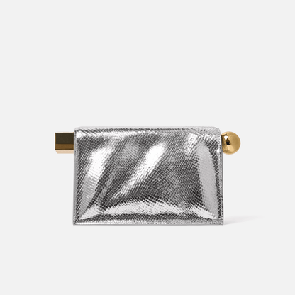 Silver Metallic Clutch Bag